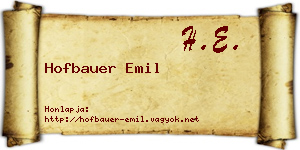 Hofbauer Emil névjegykártya